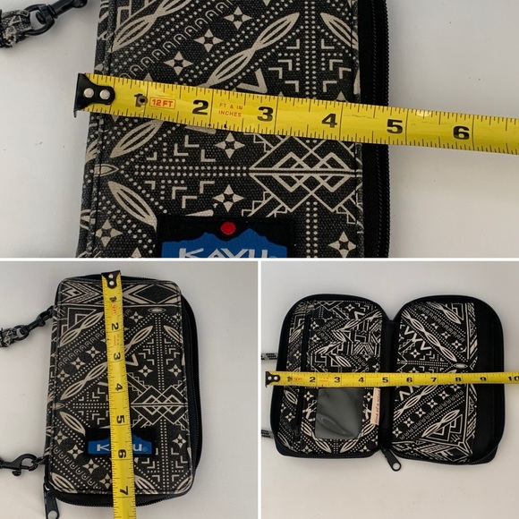 KAVU Go Time Crossbody Wallet Geometric Black White Southwest Aztec Western Zip - Picture 12 of 12